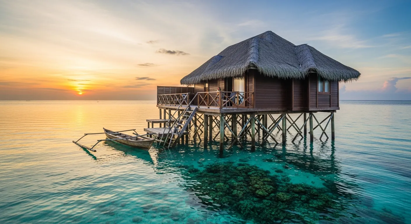 Overwater bungalow in the Togean Islands, Sulawesi